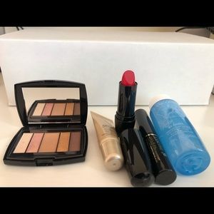 Lancome 5 Travel Size set Eyeshadow lipstick mascara lip balm eye makeup remover